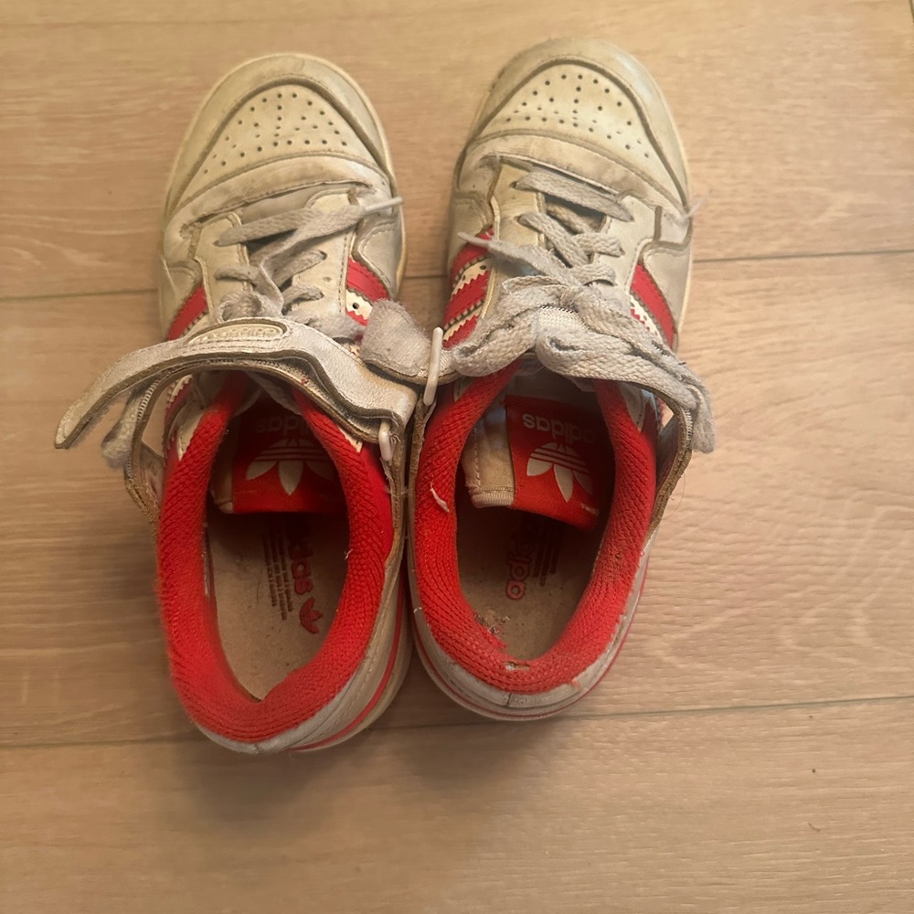 Adidas Red and White Sneakers